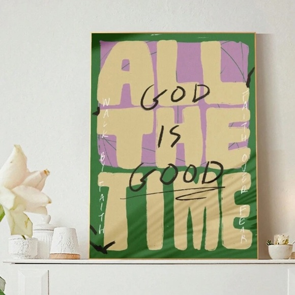 God is Good All the Time, Art Canvas, Faith Christian Artwork Decor, 8”x12” - Picture 1 of 5